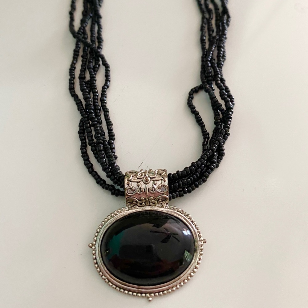 Black bead necklace